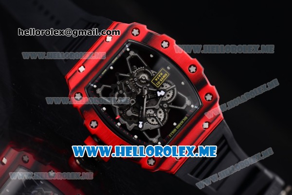 Richard Mille RM 35-01 RAFA Miyota 9015 Automatic PVD Case with Skeleton Dial and Black Rubber Strap Dot Markers - Click Image to Close